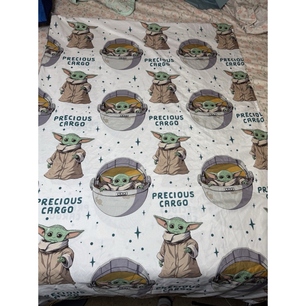 Star Wars Grogu "Precious Cargo" Twin Flat Sheet‎ Baby Yoda Mandalorian Bedding